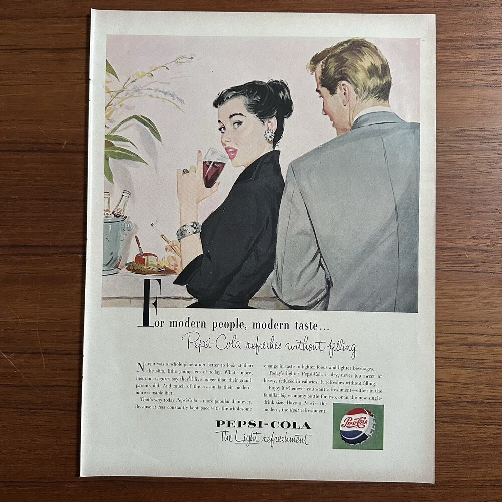 1953 Pepsi Cola: For Modern People Modern Taste Vintage Print Ad